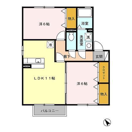 テポーレメゾンB(2LDK/2階)の間取り写真