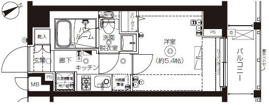 ZOOM上板橋(1K/2階)の間取り写真