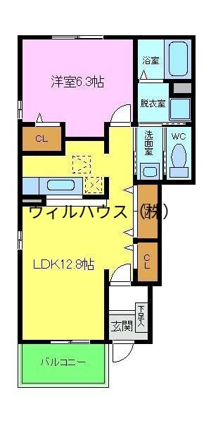 カンフォートGⅠ(1LDK/1階)の間取り写真