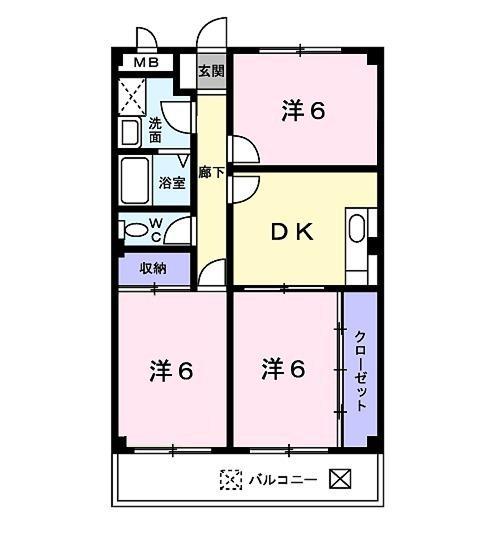 エステイトⅠ(3DK/2階)の間取り写真