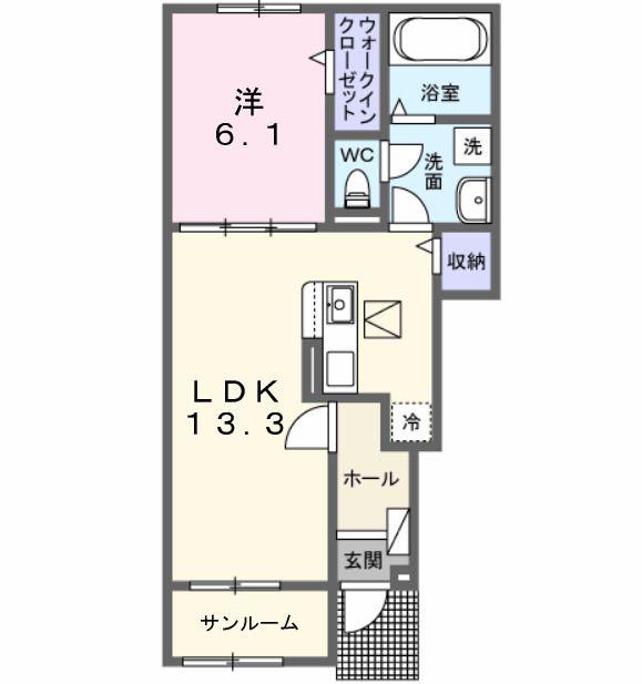 フォーエヴァーヒルズ(1LDK/1階)の間取り写真