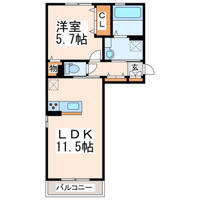 ルミエール出水(1LDK/3階)の間取り写真