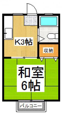 秋津ハイム(1K/2階)の間取り写真