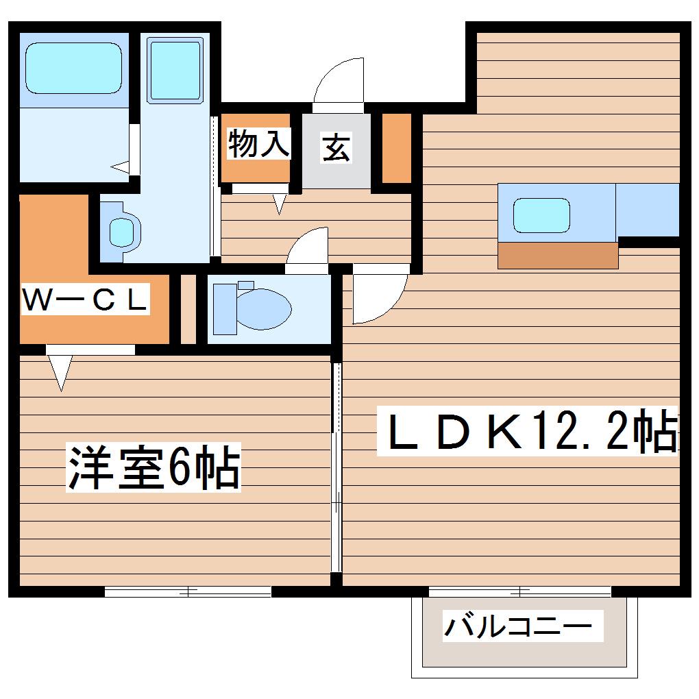 D-ROOM八乙女A(1LDK/1階)の間取り写真