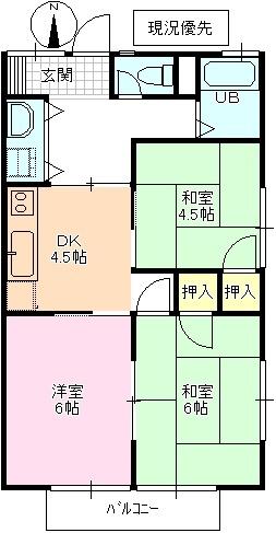 コーポ美和(3DK/2階)の間取り写真