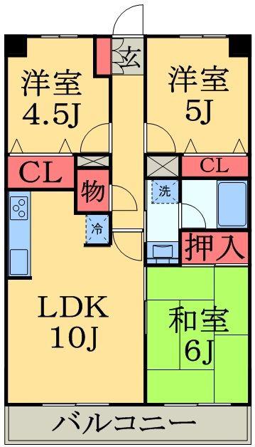 ファインビュー千葉(3LDK/7階)の間取り写真