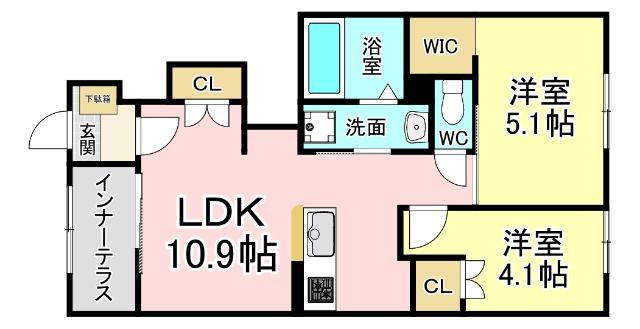 YENN(2LDK/1階)の間取り写真
