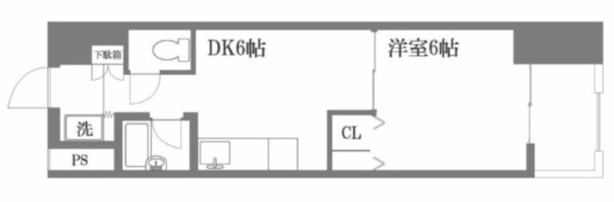 小金井本町ビル(1DK/5階)の間取り写真