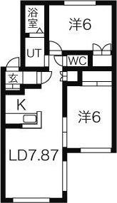 ジョイパレス八軒(2LDK/2階)の間取り写真
