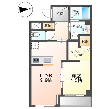 ブランキューブ南摂津(1LDK/1階)の間取り写真