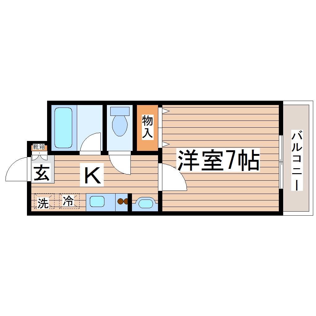 ゼルコバ宮町(1K/2階)の間取り写真