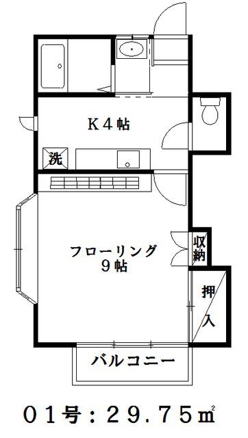 エクセル高松(1K/2階)の間取り写真