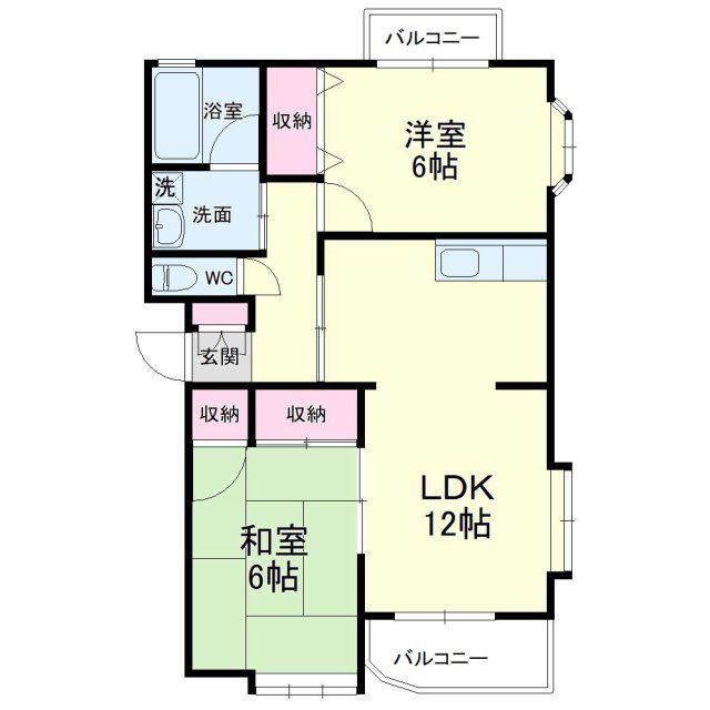 レスポワール曳馬II(2LDK/3階)の間取り写真