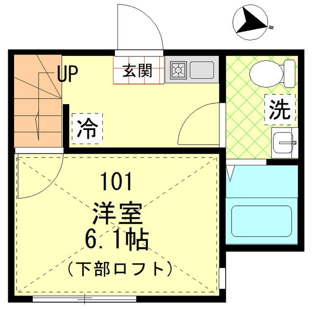 グランドゥール横浜(1K/1階)の間取り写真