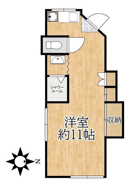 M&BハウスⅠ(ワンルーム/1階)の間取り写真