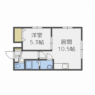 グランメール北1条(1LDK/4階)の間取り写真