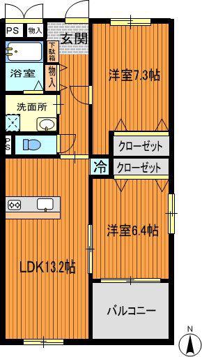 エステート住栄(2LDK/3階)の間取り写真