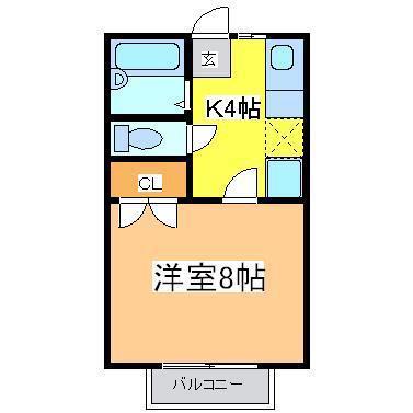 プラネット寺家 A(1K/2階)の間取り写真
