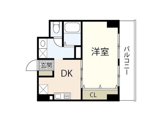 フェリシア西広島駅前(1DK/2階)の間取り写真