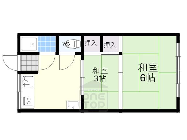 明香ビル(2K/3階)の間取り写真