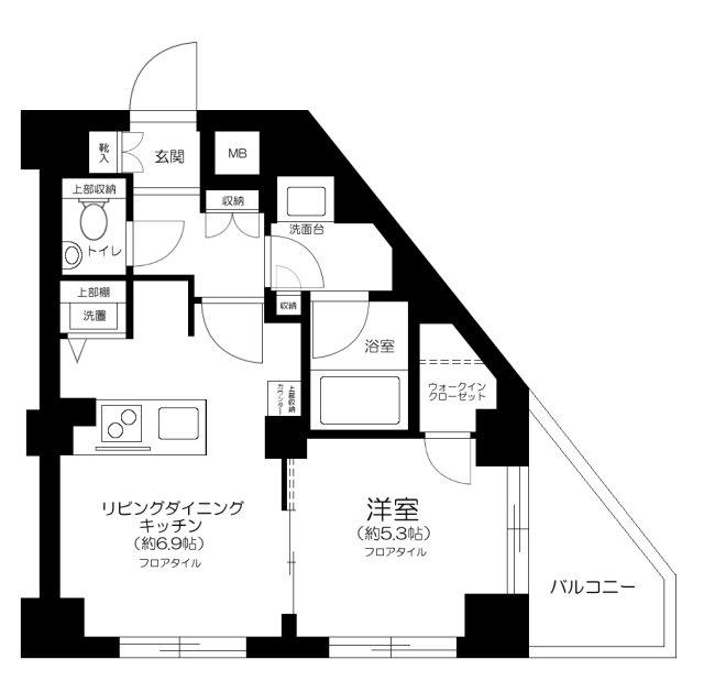 レジデンシャルスター山王ヒルズ(1LDK/6階)の間取り写真