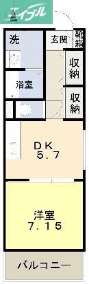 COCO中島田(1DK/3階)の間取り写真