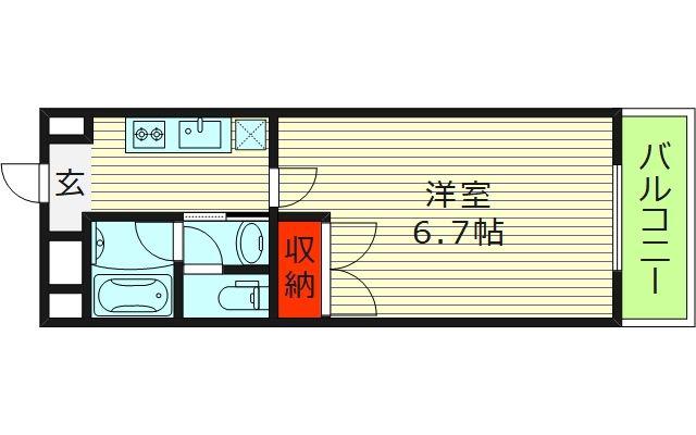 アクティヒヴァ城東(1K/1階)の間取り写真