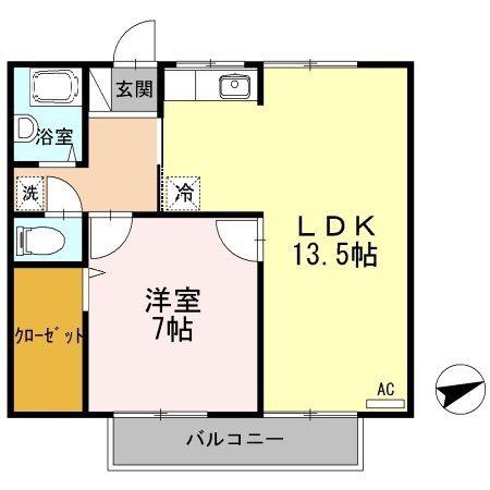 山田アパート(1LDK/2階)の間取り写真