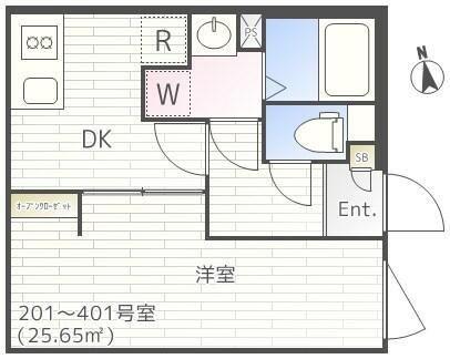 ザ・パークエクシア等々力(1DK/4階)の間取り写真