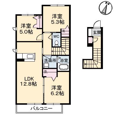 ブランドール山崎 参番館(3LDK/2階)の間取り写真