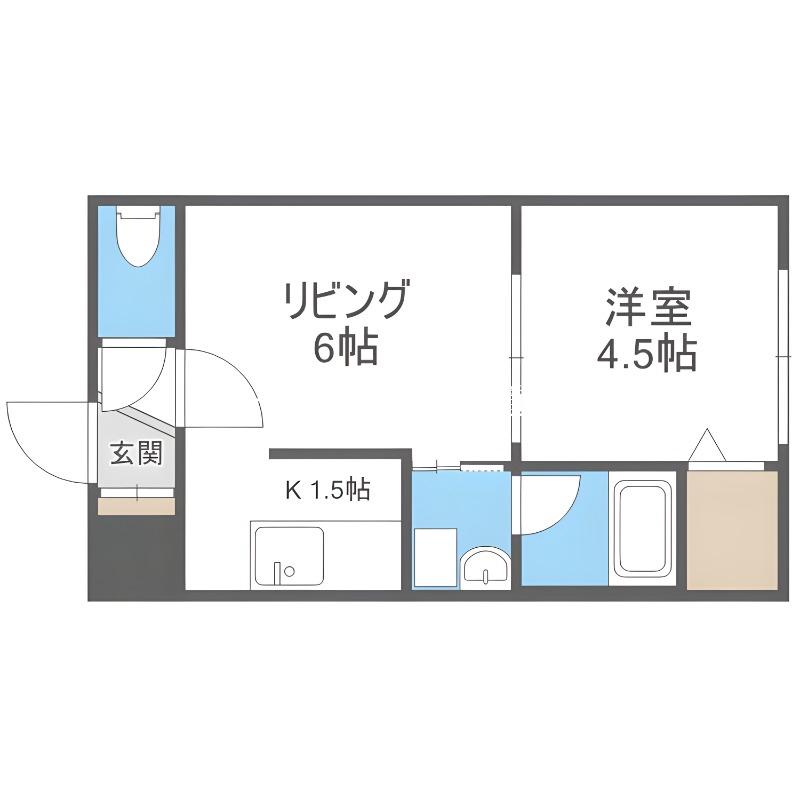 メビウス(1LDK/4階)の間取り写真
