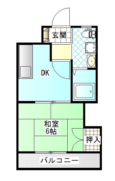 コーポ中之庄(1DK/1階)の間取り写真