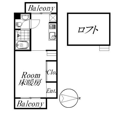 ハイサルーン1 ワン(1SK/3階)の間取り写真
