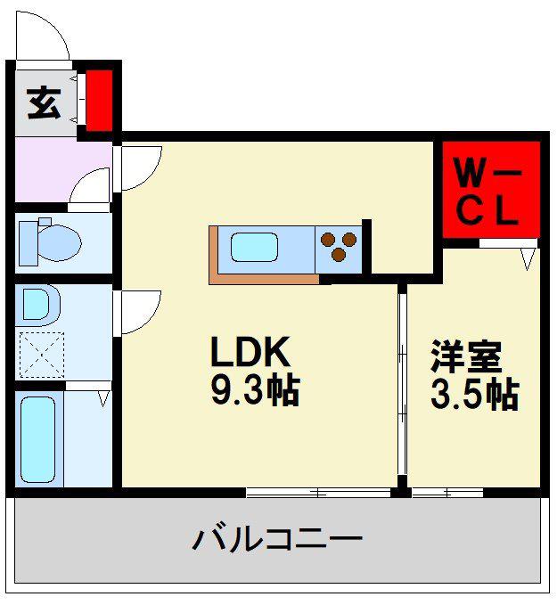 D-ROOM門司(1LDK/3階)の間取り写真