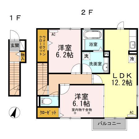QUATRE SAISONS(2LDK/2階)の間取り写真