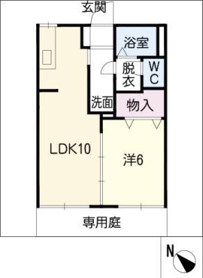 タウニーオリーブ(1LDK/1階)の間取り写真