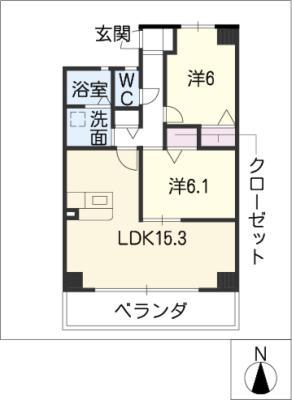 ラリーヒルズ(2LDK/3階)の間取り写真