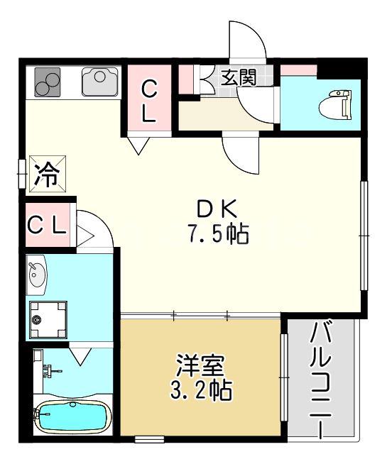 レルベ小路東(1DK/2階)の間取り写真