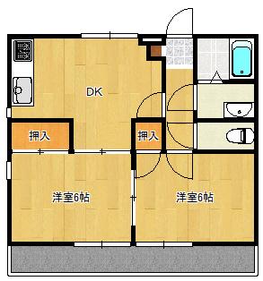 グランハウス岩瀬川A(2DK/1階)の間取り写真