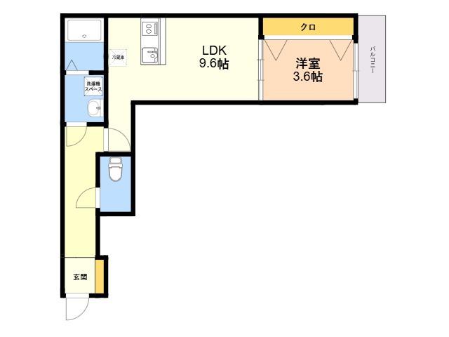 SUNMARK賀茂(1LDK/2階)の間取り写真