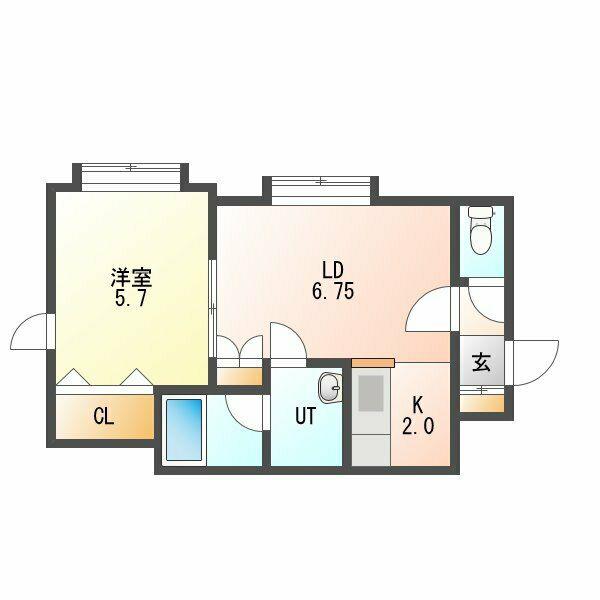 クレール東札幌 2階(1LDK/1階)の間取り写真