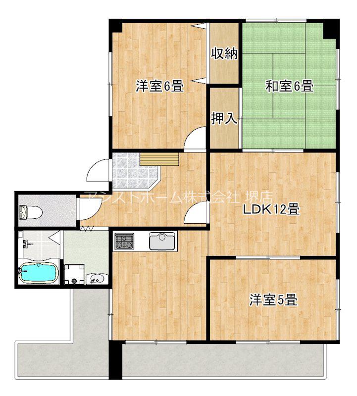 センチュリーハイツ堺(3LDK/11階)の間取り写真