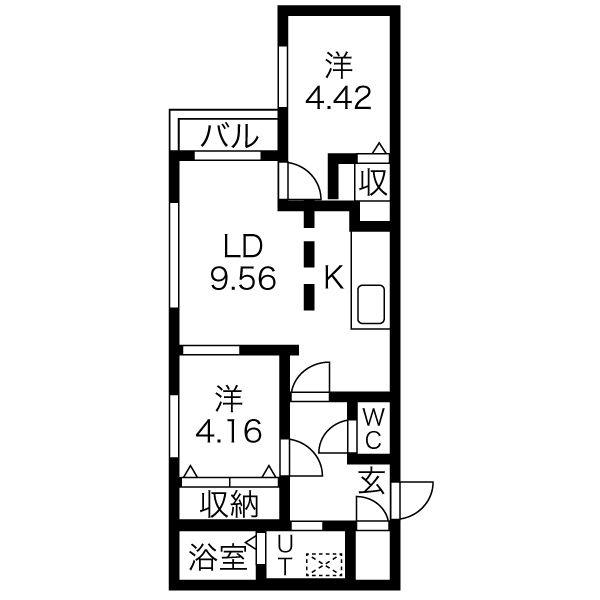 GARDEN TERRACE4C(2LDK/4階)の間取り写真