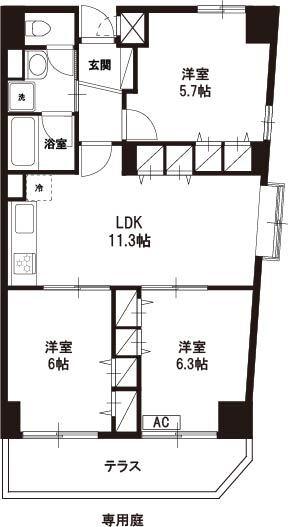 CREA・H(3LDK/1階)の間取り写真