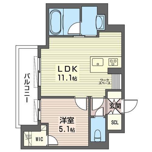 RISE GATE(1LDK/2階)の間取り写真