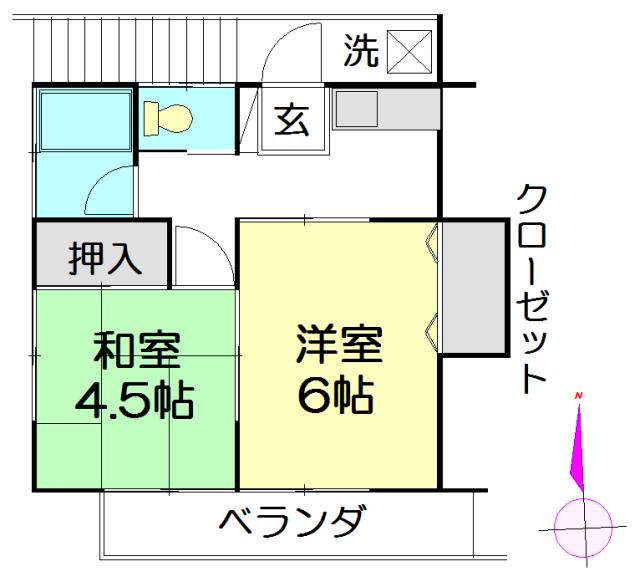 サンハイツ(2K/2階)の間取り写真