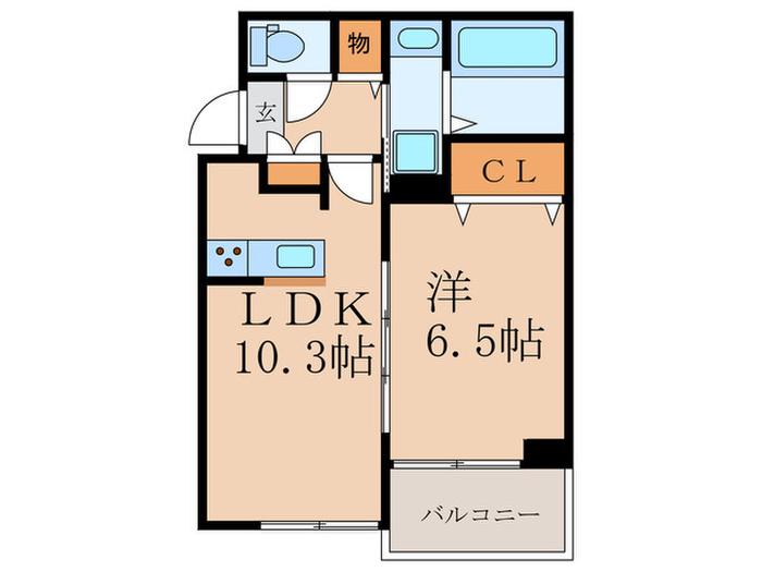 カーサアリビオ(1LDK/3階)の間取り写真