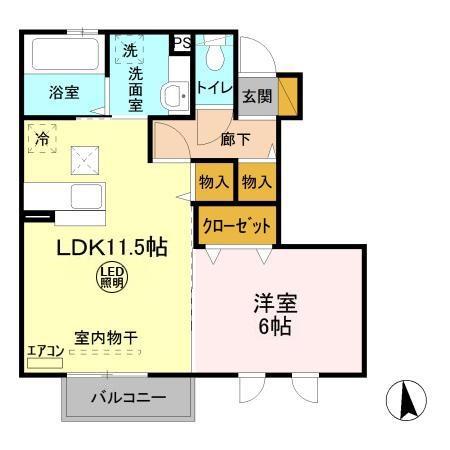 セジュール クレスト(1LDK/1階)の間取り写真