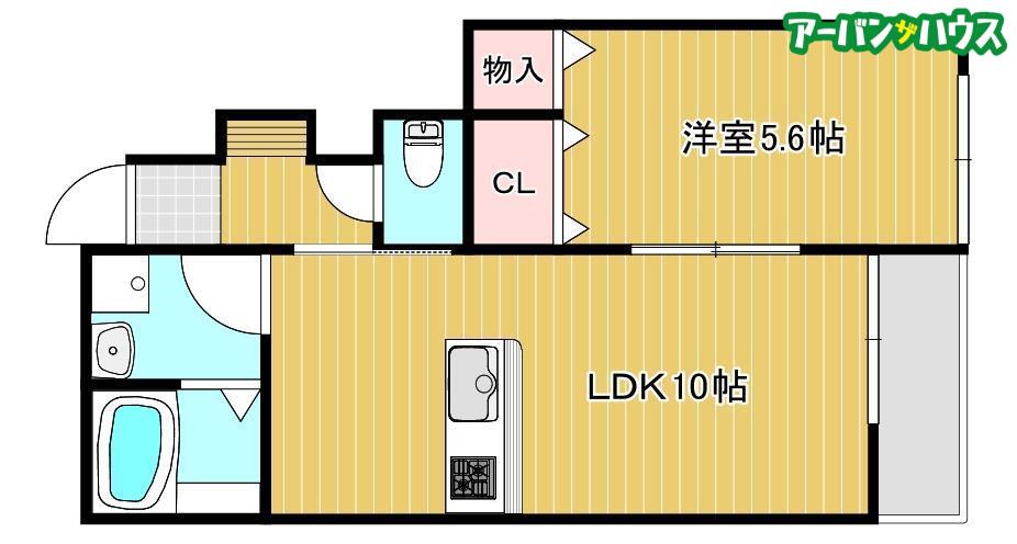 アイタウン庭瀬A棟(1LDK/1階)の間取り写真