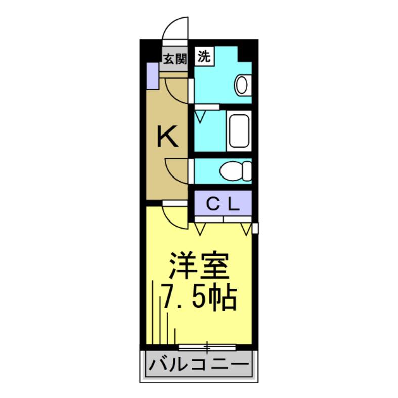 BLUEWING鯉江本町(1K/2階)の間取り写真